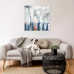 Sailboats in the Mist Framed Canvas Art Print