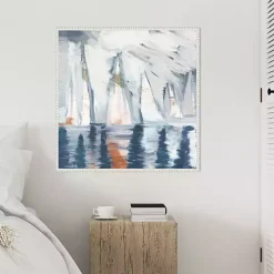 Sailboats in the Mist Framed Canvas Art Print