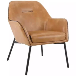 Sand Faux Leather Scoop Accent Chair