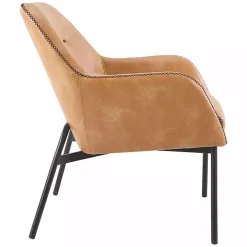 Sand Faux Leather Scoop Accent Chair