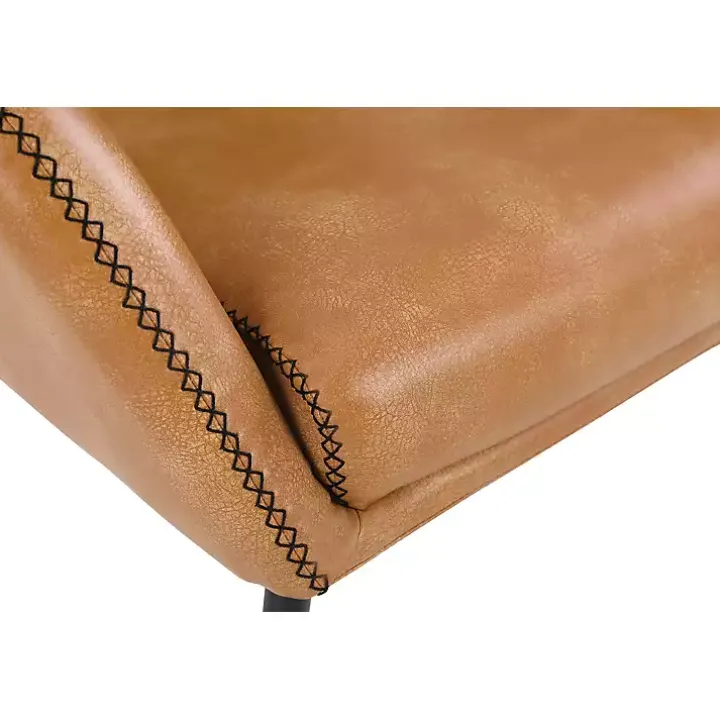 Sand Faux Leather Scoop Accent Chair