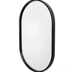 Satin Black Iron Oval Framed Wall Mirror