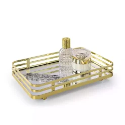 Satin Gold Mirrored Vanity Tray