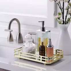 Satin Gold Mirrored Vanity Tray