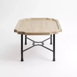 Scalloped Wood and Metal Coffee Table