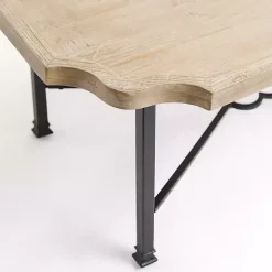 Scalloped Wood and Metal Coffee Table