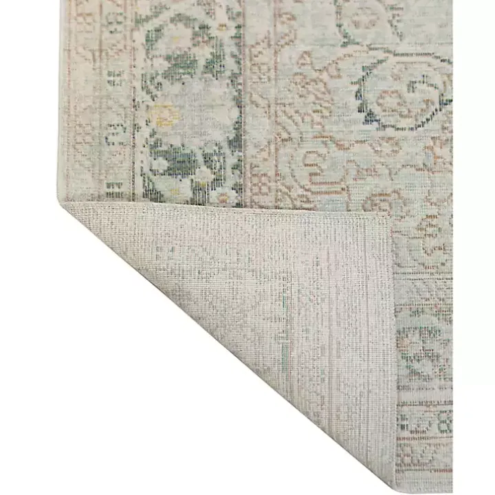 Sea Green Vintage Medallion Area Rug, 5x7