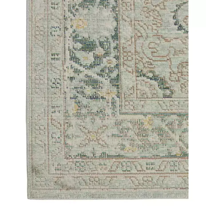 Sea Green Vintage Medallion Area Rug, 5x7