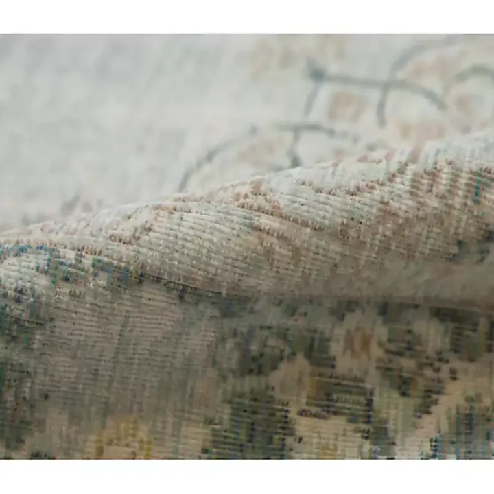 Sea Green Vintage Medallion Area Rug, 5x7