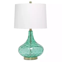 Seafoam Dimpled Glass Teardrop Table Lamp