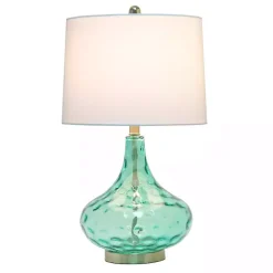 Seafoam Dimpled Glass Teardrop Table Lamp