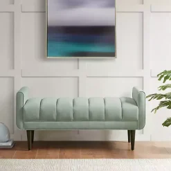 Seafoam Green Velvet Bench