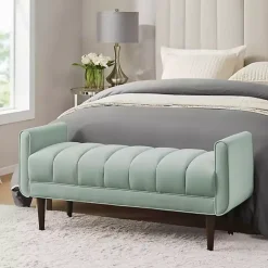 Seafoam Green Velvet Bench