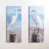 Seaside Egret Canvas Art Prints, Set of 2
