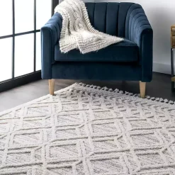 Shaggy Lattice Tassel Ansley Area Rug, 5x7