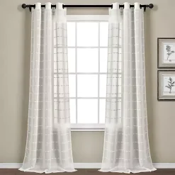 Sheer White Textured Curtain Panel Set, 84 in