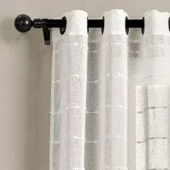 Sheer White Textured Curtain Panel Set, 84 in