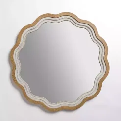 Shelby Natural Wood Scalloped Wall Mirror