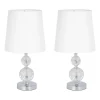 Silver Crystal Orb Table Lamps, Set of 2