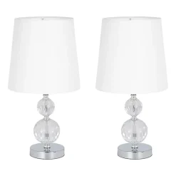 Silver Crystal Orb Table Lamps, Set of 2