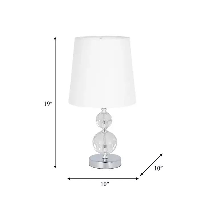 Silver Crystal Orb Table Lamps, Set of 2