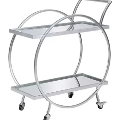 Silver Mirrored 2-Tier Odessa Bar Cart