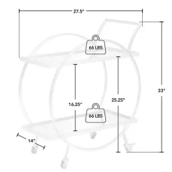 Silver Mirrored 2-Tier Odessa Bar Cart