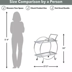 Silver Mirrored 2-Tier Odessa Bar Cart