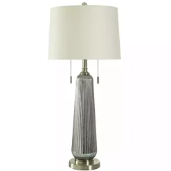 Silver Ribbed Glass Table Lamp