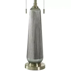 Silver Ribbed Glass Table Lamp