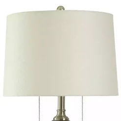 Silver Ribbed Glass Table Lamp