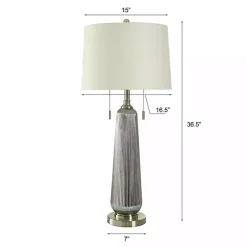 Silver Ribbed Glass Table Lamp