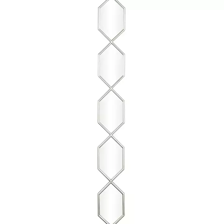 Silver Slim Stacked Hexagons Wall Mirror