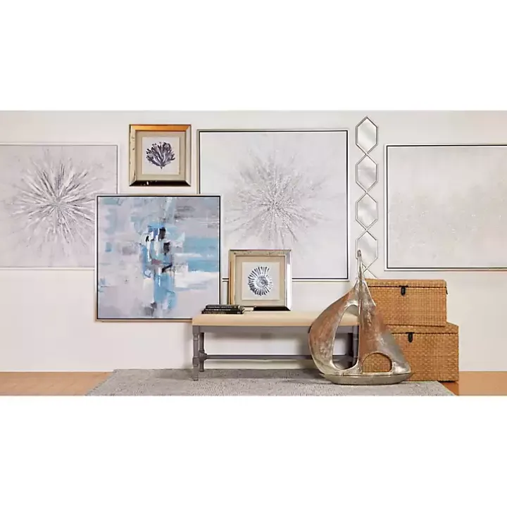 Silver Slim Stacked Hexagons Wall Mirror