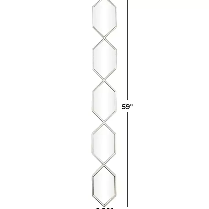 Silver Slim Stacked Hexagons Wall Mirror