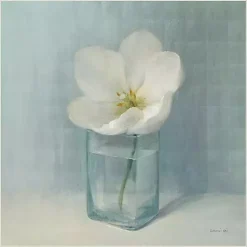 Single White Tulip Framed Canvas Art Print