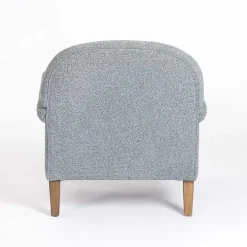 Sky Blue Boucle Tufted Chair & Ottoman Set