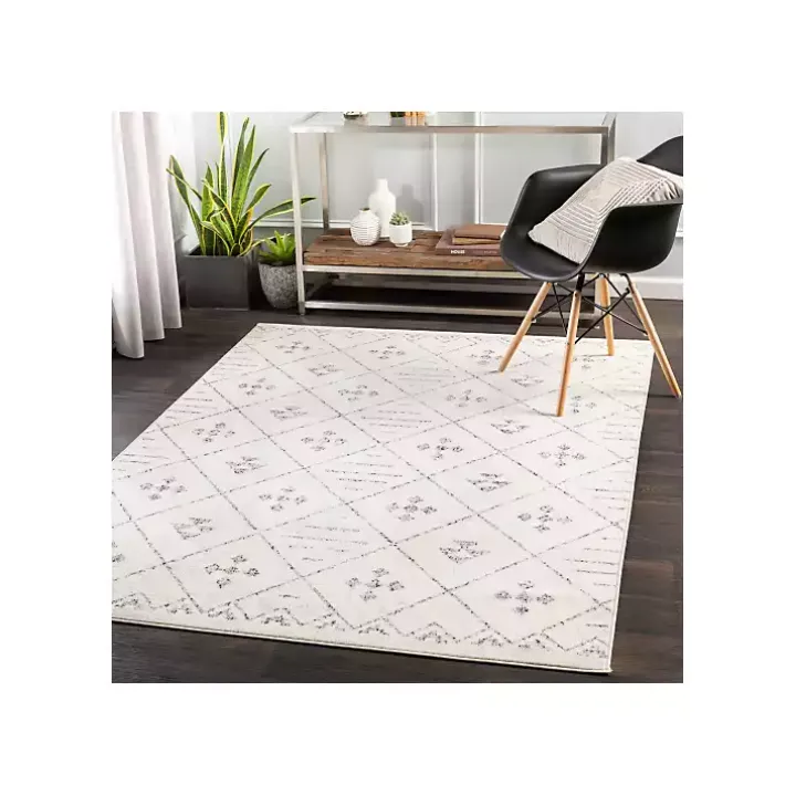 Slate Gray Diamond Print Area Rug, 5x7