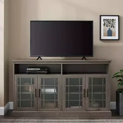 Slate Gray Glass Door Classic TV Stand