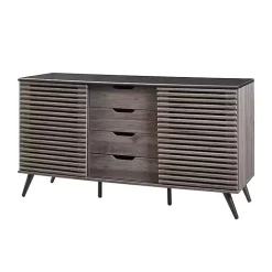 Slate Gray Slatted 4-Drawer Cabinet