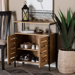 Slatted Oak Wood Cabinet