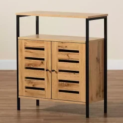 Slatted Oak Wood Cabinet