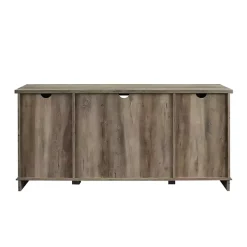 Sliding Barn Door Open Shelf Gray Wash TV Stand