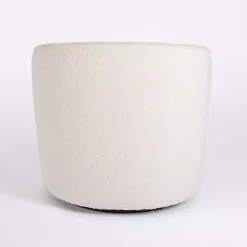 Small Round Cream Boucle Swivel Accent Chair