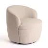 Small Round Sand Boucle Swivel Accent Chair