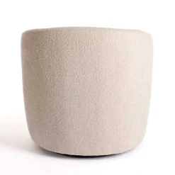 Small Round Sand Boucle Swivel Accent Chair