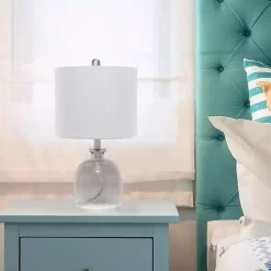 Smokey Gray Hammered Glass Gray Shade Table Lamp