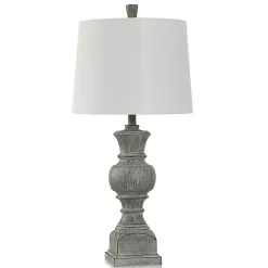 Smokey Slate Gray Baluster Grain Table Lamp