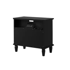 Smooth Black 2-Drawer Wood Nightstand