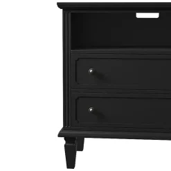 Smooth Black 2-Drawer Wood Nightstand